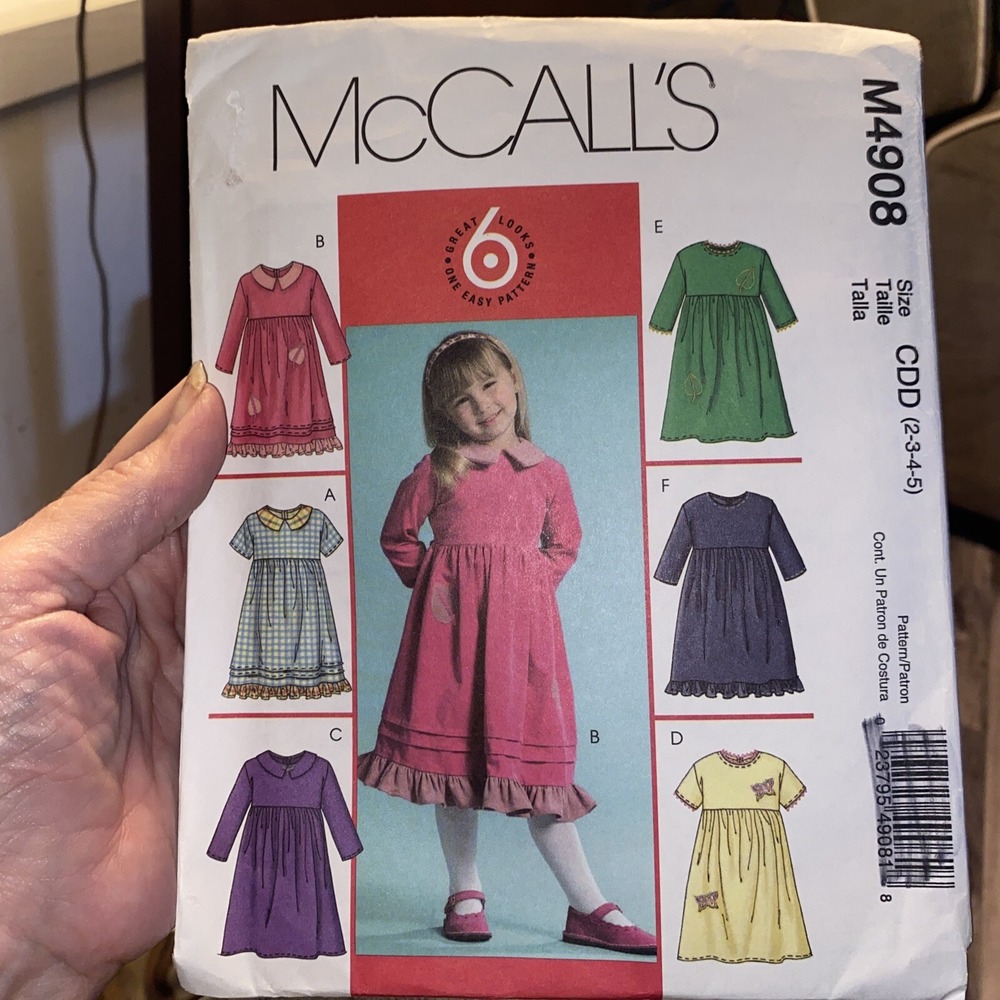 McCalls Girls Dress Pattern M4908 Size 2-5 Uncut 6 Looks One Easy Pattern